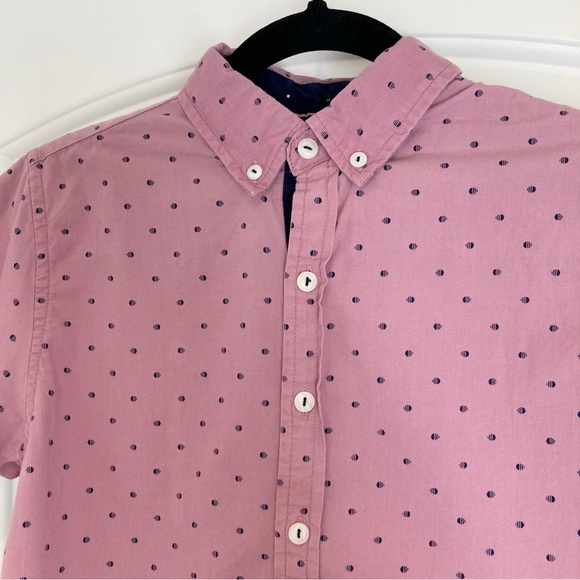 [LEVEL TEN] Button Down Short Sleeve Collared Polka Dot Print Shirt M 10 12 - Picture 2 of 8